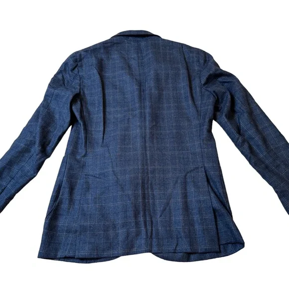 LBM 1911 Luigi Bianchi Mantova Blue Plaid Patch Pockets Men’s Sport Coat 38R - Picture 6 of 8